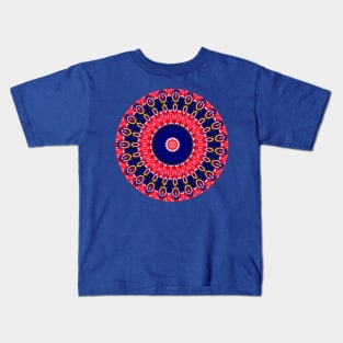 Blue Red Mandala Flower Kids T-Shirt